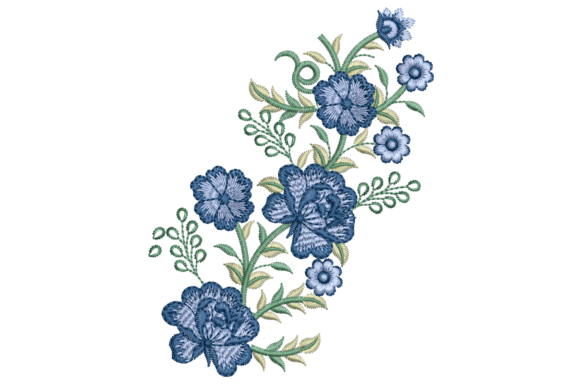 Download Lush Blue Flowers Embroidery Design - Lush Collection