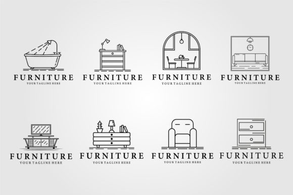 Download Set of Furniture Logo Line Art Vector - Furniture logo Collection
