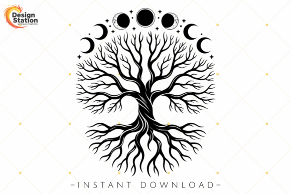 Download Mystical Celestial Tree Moon Phase PNG - Mystic Collection
