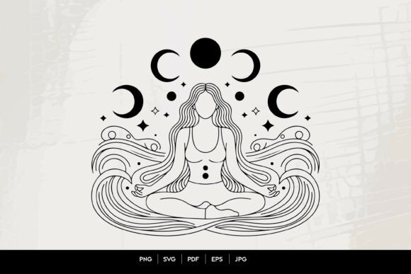 Download Mystical Moon Phase Meditation Woman Lin - Mystic Collection
