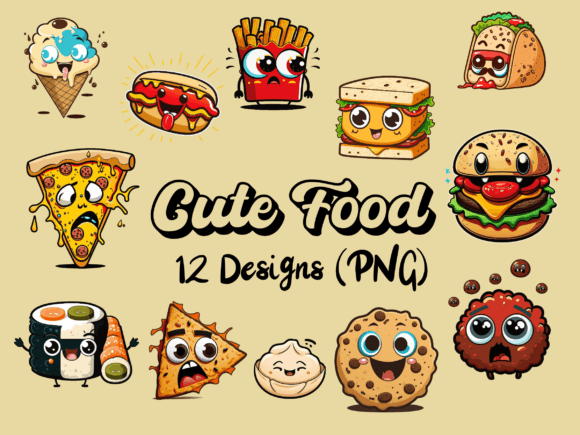 Download Sweet Faces: Cute Food Illustrations - Faces Collection