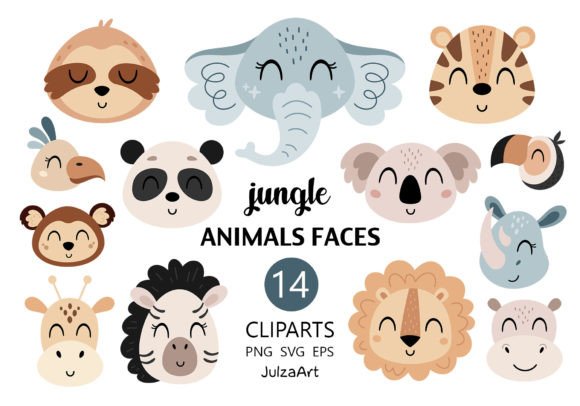 Download Safari Animal Faces Clipart, Animal Svg - Faces Collection