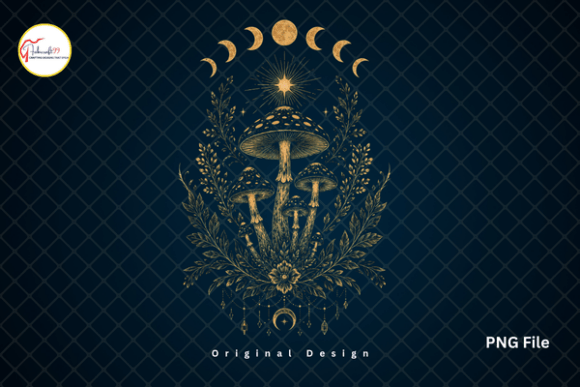 Download Celestial Mystic Moon Phase Mushroom PNG - Mystic Collection