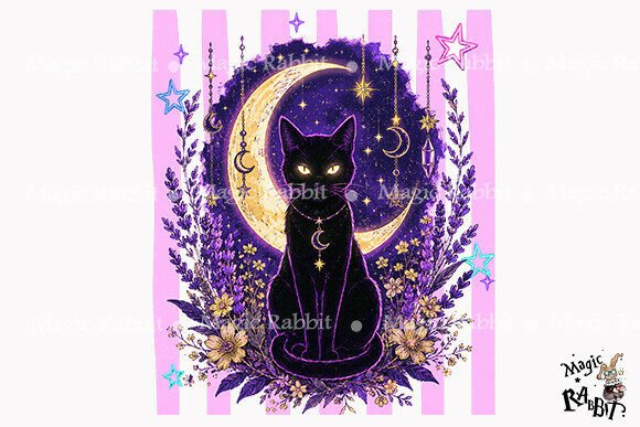 Download Mystic Black Cat Moon PNG - Mystic Collection