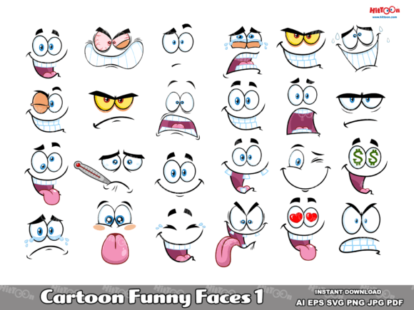 Download Cartoon Funny Faces Emoji Clipart 1. - Faces Collection