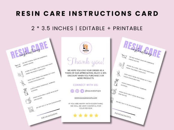 Download Editable Resin Care Card Template - Editable Collection