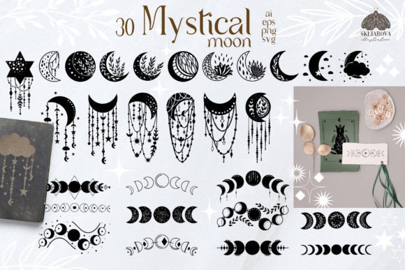 Download Mystical Moon and Moon Phases SVG PNG - Mystic Collection