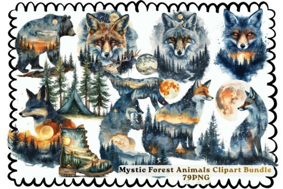 Download Mystic Forest Animals Clipart Bundle PNG - Mystic Collection