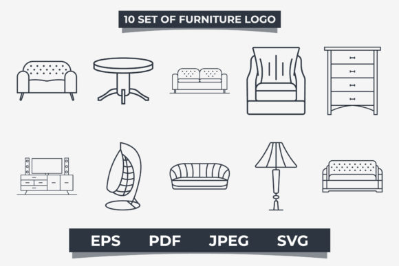 Download Set of Furniture Logo Line Art Style - Furniture logo Collection